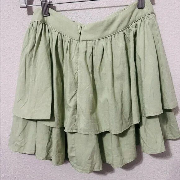 NWT Petal & Pup Shellie Mini Skirt Beige Wrap Style Ruffle Hem Size XS - Picture 3 of 7